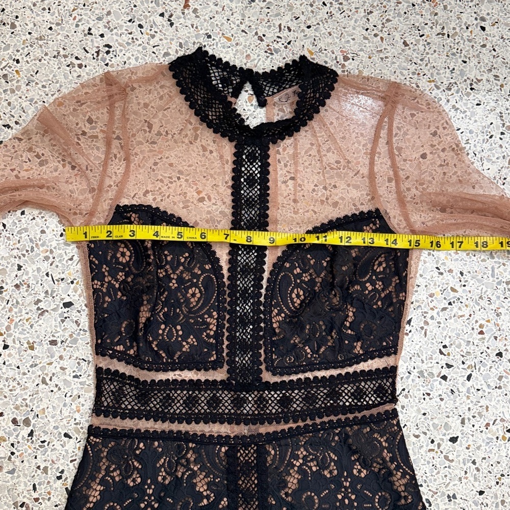 For Love & Lemons black Vivian nude lace mini dress small s revolve - Picture 4 of 8